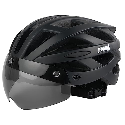 JEPOZRA Fahrradhelm Herren Damen Rennradhelme mit Abnehmbarem Visier &...