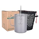 Boundless Voyage Titan 900ml Hängebecher mit Klappgriff Outdoor Camping Wandern Kochtopf Ultraleicht Tragbare Wasserflasche Ti3040D