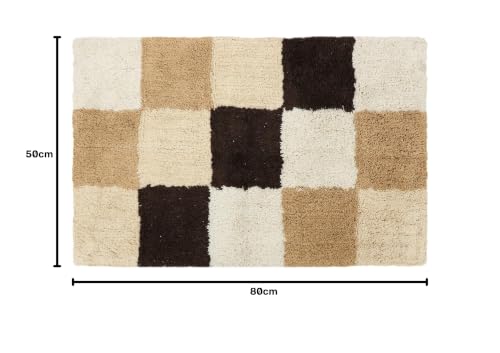 Image of THE HOME TALK Cotton Bathmats | Water Absorbent Runners | Regular Striped Rugs | Floor Mats for Kitchen, Bathroom & Sink | Ultra Soft Mats | Non-Slip Store (Beige, 50x80 CM)