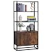 Produktbild HOMCOM Bücherregal Standregal Büroregal Aktenregal Küchenregal 3 Regale mit 1 Schrank Industrie-Design E1 Spanplatte Metallrahmen Braun 76 x 33 x 162,5 cm