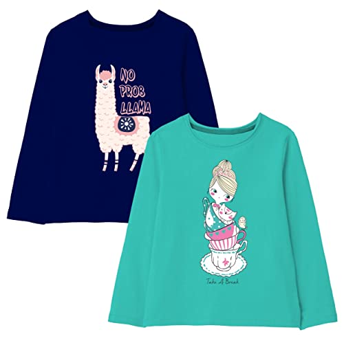 Image of minicult Cotton Printed Full Sleeve T Shirts for Girls(Pack of 2)(Pink 1)
