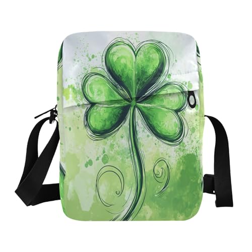 mens messenger bag crossbody mens crossbody Womens Cross Body Purses Adjustable Strap for Casual Casual- Green Clover Shamrock Lucky St