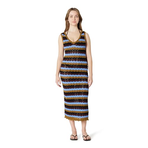 Amazon Essentials Damen Häkel-Strandkleid aus Baumwolle Mehrfarbig Querstreifen L