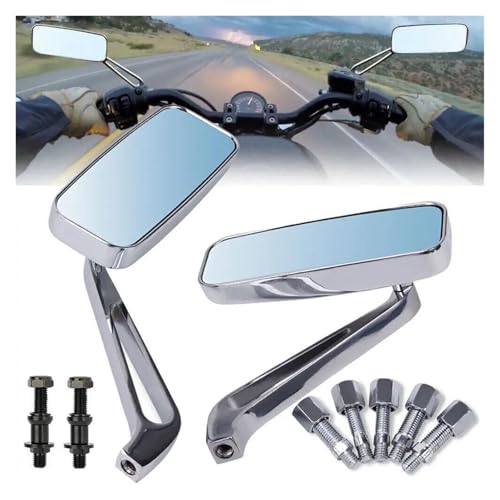 Rétroviseurs de moto argentés avec filetages 8mm et 10mm pour une visibilité maximale