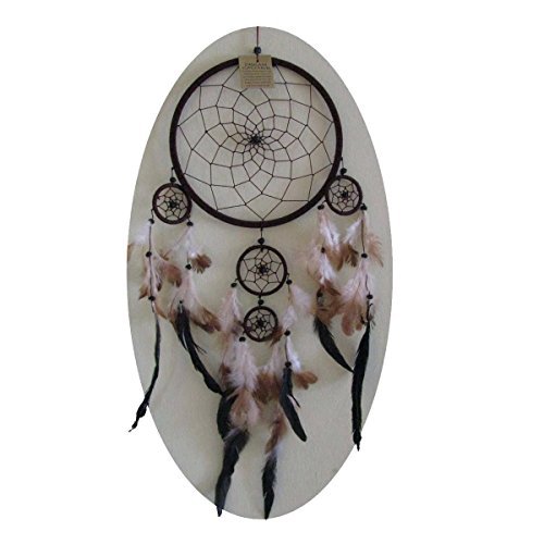 Simandra Original handgefertigter Traumfänger – hängender Dreamcatcher aus natürlichen Materialien handgefertigt ca. 50 cm lang, Durchmesser größter Ring 16 cm