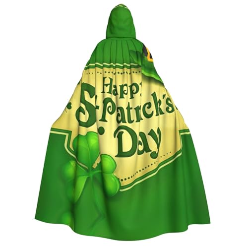 Cape médiévale de magicien avec capuche et imprimé festif Happy St. Patrick