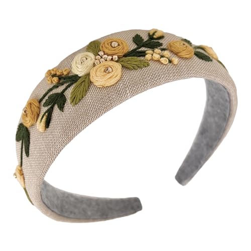 Leonyvie Hand Embroidered Linen Headband (Grace) - Image 2 thumbnail
