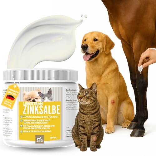 EMMA Aceite de hígado de Bacalao Pomada de Zinc I Crema para Heridas Perro Gato Caballo I Pasta de Zinc Herida Abierta I Pomada de Zinc contra el Picor I Crema de Zinc para Curación de Heridas 250ml