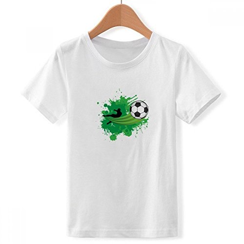 T-Shirt Blanc Ras du Cou Motif Multicolore Football Fly Sport pour Adolescent