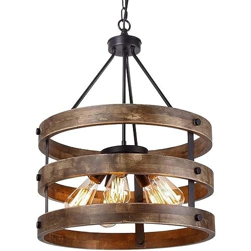 Anneau de suspension moderne en bois et fer forgé haut de gamme