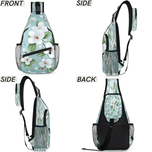 Bolso tipo sling unisex con flores para viaje y senderismo miniatura 6