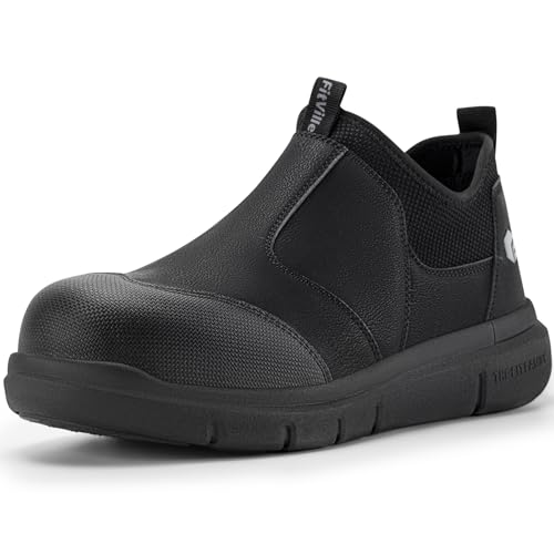 Image of FitVille Extra Wide Men's Slip on Composite Toe Shoes Safety Toe Work Shoes for Men Puncture Proof