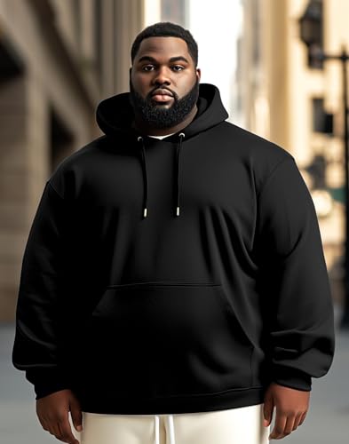 Men's Big & Tall Sweatshirts Hoodies Pullover Cotton Casual Hoodie Drawstring Long Sleeve Hooded Jacket with Pocket4