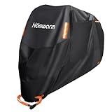 Homwarm バイクカバー300D厚手 防水 紫外線防止 収納バッグ付き (ブラック, XL)