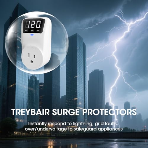 Image of Smart Surge Protector Voltage Stabilizer Fireproof Wall Mount Surge Protector Outlet for Refrigerator, TV & Heavy-Duty Appliances w /Real-Time Monitoring & Custom Voltage 80V-140V (Standard HLP02)