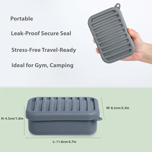 Portable Leakproof Travel Soap Case, Silicone Travel Soap Case, Compact Soap Holder with Drainage Layer, Travel Soap Holder for Camping, Gym, Outdoor (Deep-Gray) - Image 6
