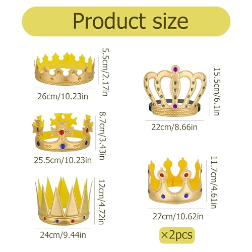 chenyu Krone König 6 Stück Geburtstagskrone Krone Mädchen Geburtstagskrone Junge Erwachsene Couronne roi Partykostüme zum Thema Geburtstag Kronen Erwachsene Requisiten für Hochzeitsfotos