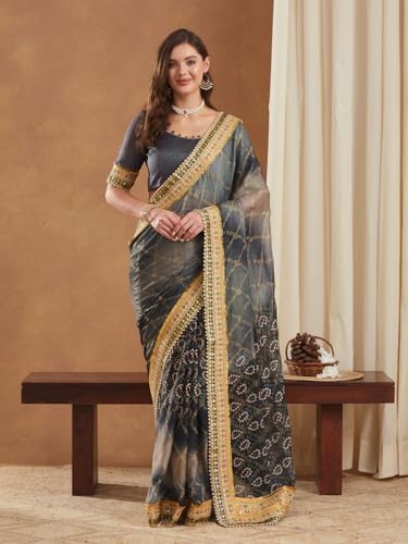 Image of Women's Banarasi Silk With Jacquard Print Saree With Blouse