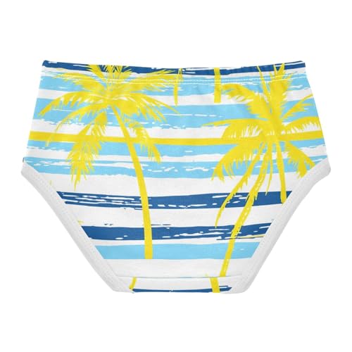 Aesthetic Girls Underwear Toddlers 2t Cotton Cute Panties Girl Yellow Palm Trees Blue White Striped Briefs Kids Undies2