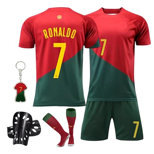 Pardofelis Fußball Trikot für Kinder, Trikot Nr. 7 Fußballtrikots Fussball T-Shirt Shorts Socken und Knieschützer Set, Outdoor Football Jersey für Junge Anzug (26)