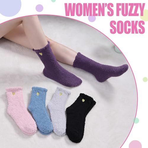Image of ZaYang Womens Fuzzy Slipper Socks Cute Animal Soft Warm Winter Microfiber Sleeping Socks