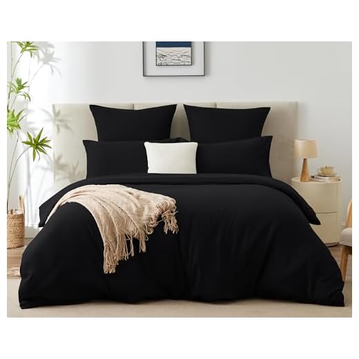 WAVVE Parure de Lit 220x240 Adulte avec 2 Taies d'oreiller 65x65 cm，Parure de Lit 2 Personnes pour lit 180x200 avec Fermeture Éclair Sets de Housse Couette en Microfibre, Noir 220 x 240 240x220