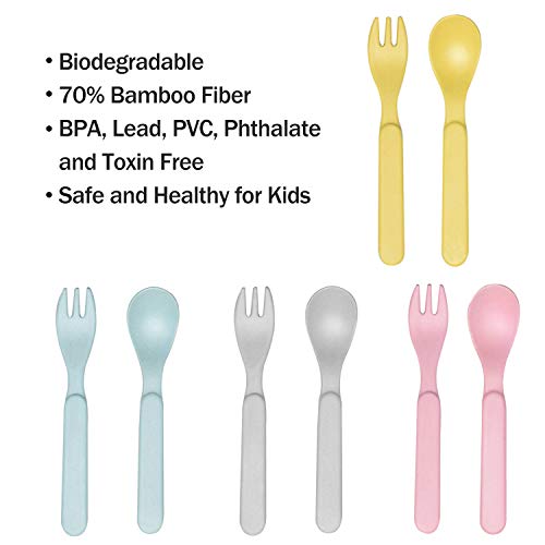 Shopwithgreen 10 Pcs Bamboo Toddler Utensils Set, Kids Spoons And Forks Flatware Cutlery Set, Bpa Free | Dishwasher Safe, Child And Baby Feeding For Dinner, Dessert #TOP1