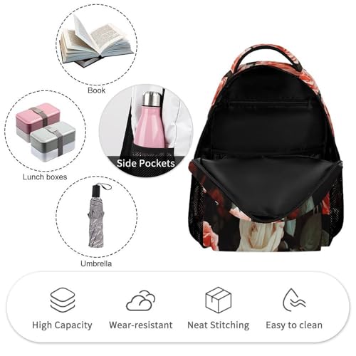 Beautiful Rose Gift Backpack for Travel, Ultra Durable Small Bookbag Lightweight Daypack for Women Men3
