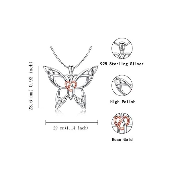 Sterling-Silver-Butterfly-Necklace-Celtic-Jewelry-Gifts-for-Women-Butterfly-Lovers MANBU Sterling Silver Butterfly Necklace - Celtic Jewelry Gifts for Women Butterfly Lovers (rosegold heart necklace)