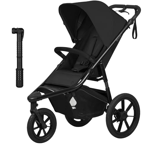 LIONELO AZURA Cochecito de Bebé para Correr desde 6 meses a 22 kg Carro Bebe Triciclo para Correr Respaldo Ajustable Posición Reclinada Ruedas Grandes Inflables Suspensión Completa Capota XXL (Black)