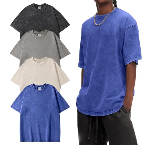 Image of Eiscntd Mens Oversized T-Shirts Heavyweight Cotton Vintage Unisex Baggy Tee