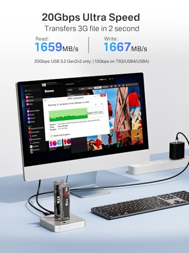 Image of ACASIS 20Gbps M.2 NVMe SSD Cloner & Docking Station, Dual-Bay Offline Duplicator with Aluminum Heat Dissipation Enclosure, Tool-Free USB Adapter for M Key PCIe NVMe SSD Reader