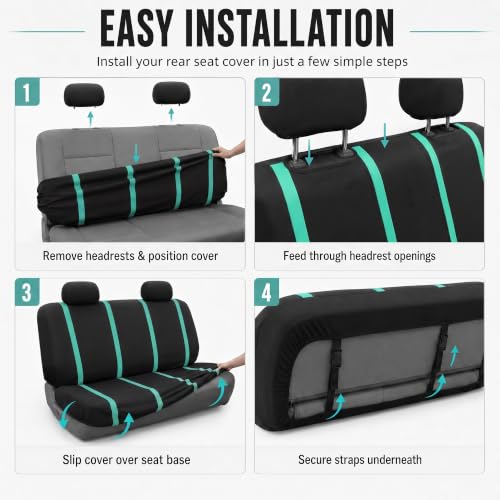 Image of FH Group Car Seat Covers Rear Set Cloth - Car Seat Covers with Removable Headrest,Universal Fit,Automotive SeatCovers,Washable Car SeatCover for SUV,Sedan,Van Mint
