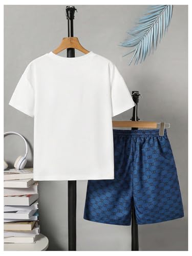 Image of COZYEASE Boys' 2 Piece Outfits Summer Shorts Sleeve Graphic T Shirts and Shorts Sets Vacation Beach Clothes