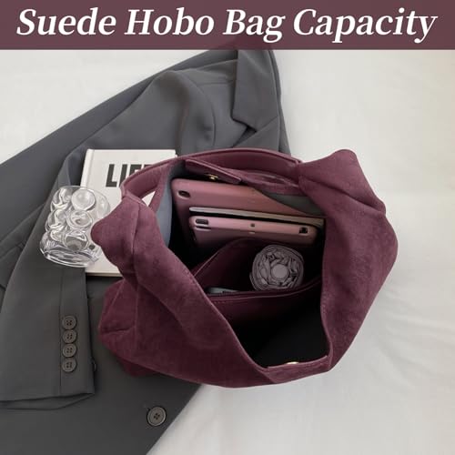Image of Suede Bag for Women New Suede Tote Bags for Women Retro Slouchy Bag Brown Shoulder Bag Hobo Handbag
