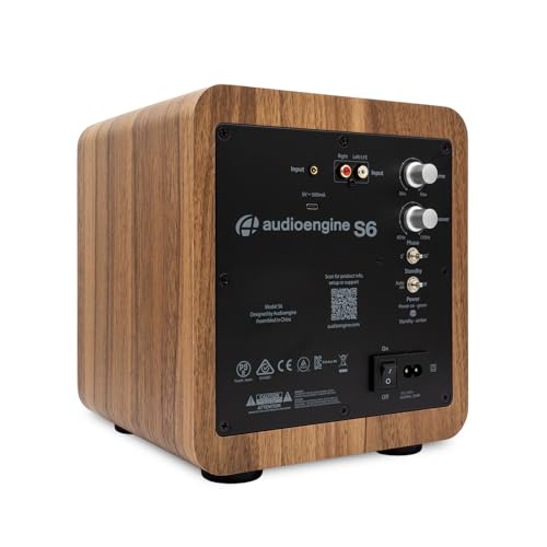 Image of Audioengine S6 Mini Subwoofer - Compact 210W Powered Bass Speaker | for Music, Movies, Gaming & Home Office Setups - Walnut