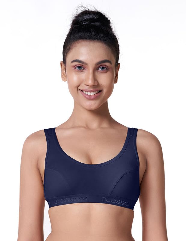 blossom Women’s Low Impact Sporty Bra, Single Layered, Seamed, Non Wired, Non-Padded, Slip on Style Made with Pure Cotton-picture-15