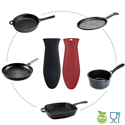 Hushtong Silicone Hot Handle Holder, Pot Holders Cover Removable Rubber Heat Resistant Potholder Silicone Pot Handle Sleeve For Cast Iron Skillets Aluminum Cookware Metal Frying Pans Handles (4 Pcs) #TOP3