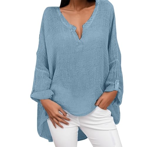 Chemiser Femme Manche 3/4 Col V Été Tee Shirt Chic Et Elegant Haut Et Confortable Décontracté Imprimé Chemisier en Dentelle Tunique Plage sous...