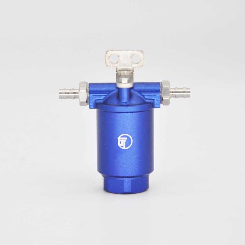 Mini metalowy filtr oleju hydraulicznego do części modelu ciężarówki spycharki 1/14 RC(Blue)