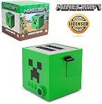Minecraft Green Creeper 2-Slice Toaster for Bagels, Waffles, and Breads | Features 6 Settings with Defrost Option | Imprints Creeper Symbol On Bread