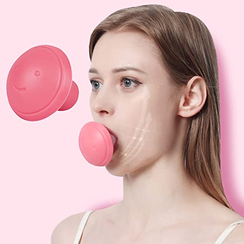 Aesackir Face Exerciser,Muscle Lips Trainer,Face Slimming Tool,Jaw Face Neck Toning Exerciser for Women,Unisex Anti Wrinkle Mouth Exercise Face Slimming Trainer Tool,V Shape Chin Exerciser(Pink) 