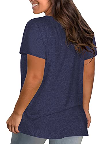 Image of DOLNINE Plus-Size Tops for Women Casual Short Sleeve Color Block T-Shirts