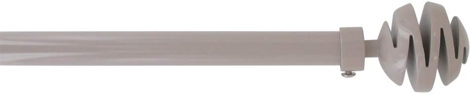 Adjustable Single Curtain Rod 50"-82" with Spiral Finials and Brackets, Gray