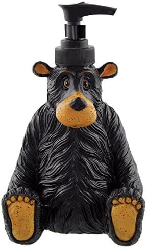 Sitting Black Bear Liquid Soap Lotion Pump Dispenser, 7.5-inch