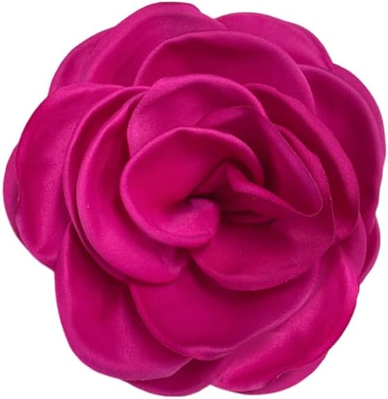 Dainty Satin Rose Flower Large Brooch Lapel Pins Handmade Fabric Flower Brooches Pin Classic for Wedding Party Dance Banquet for Women Men Dress Suit Clothes Accessories Jewelry Gifts 100mm
