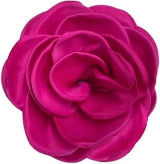 Dainty Satin Rose Flower Large Brooch Lapel Pins Handmade Fabric Flower Brooches Pin Classic for Wedding Party Dance Banquet for Women Men Dress Suit Clothes Accessories Jewelry Gifts 100mm