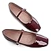 TN TANGNEST Women's Ballet Flats Fashion Mary Jane Flats Shoes for Women Cute Square Toe Slip on Dress Flats Wine red 38(6.5)