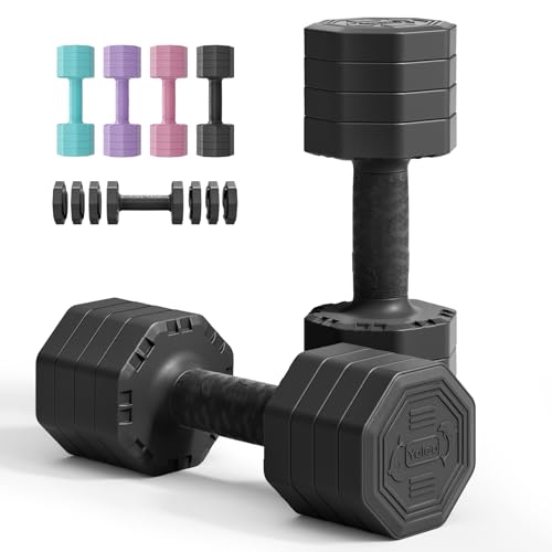 Yoleo Verstellbare Hantel Set Von 2, 4 In 1 Freie Gewichte Hanteln Set FüR Home Gym, 2kg 3kg 4kg 5kg Hanteln Paar Mit Tpu Weicher Gummigriff FüR Den Ganzen KöRper üBung Training (Schwarz)