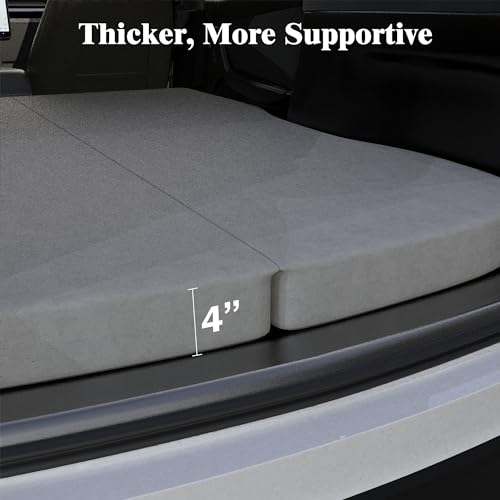 Ferlizer 4" Memory Foam Camping Mattress for Tesla Model Y, 76" x 43", Foldable Car Sleeping Pad with Plush Washable Cover, CertiPUR-US Certified, Grey